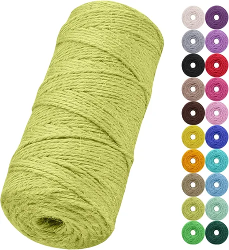Vista 37 de Cuerda de yute natural de 0.079 pulgadas y 328 pies para manualidades, cuerda de yute de colores de 3 capas para envoltura de regalos, jardinería