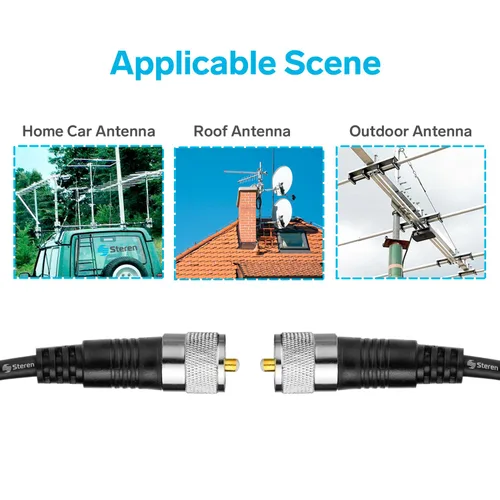 Vista 5 de STEREN Cable coaxial RG8X de 6 pies, cable coaxial CB con conectores UHF PL259, macho a macho de baja pérdida de 50 ohmios para radio HAM, LMR400
