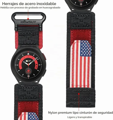 Vista 3 de Correa de reloj de liberación rápida para Samsung Galaxy Watch 7/6/5/5 Pro/4/3/Gear S3/S2/Active 2, correa de nailon para Amazfit GTS 4/4