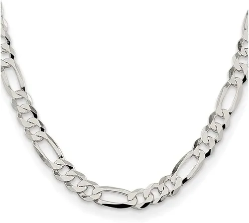 Vista 2 de Plata de Ley 8,5mm. Pulido Plana Figaro collar de cadena, pulsera o tobillera, plata de ley