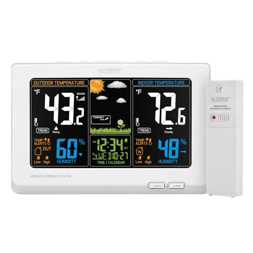 Vista 8 de Estación de pronóstico digital atómica inalámbrica de colores La Crosse Technology con alertas