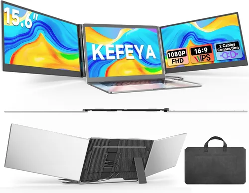 Vista 11 de KEFEYA Extensor de Pantalla para Laptop, Extensión de Monitor Portátil de 14" FHD 1080P IPS de Doble Pantalla, Monitor Portátil para Laptops