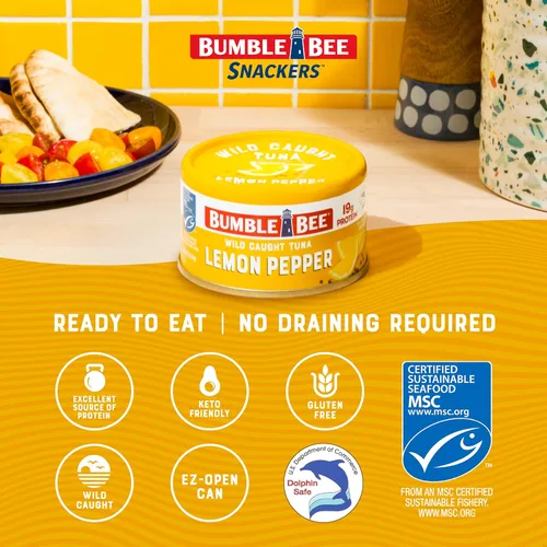 Vista 4 de Bumble Bee Snackers Lemon Pepper Chunk - Atún ligero, 3 onzas
