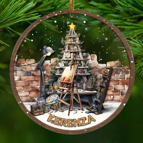 Vista 13 de Adorno personalizado de contador para hombres y mujeres, para colgar en el árbol, artículos de decoración de puerta del hogar, acrílico, 2.90 x 2.90