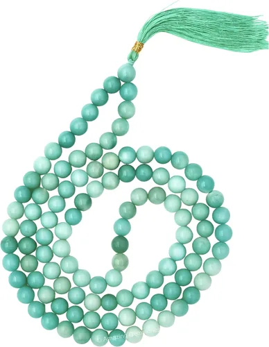 Vista 26 de Collar y Pulsera de Cuentas de Oración Japa Mala de Amazing Gemstone, 108 Cuentas para Meditación turquesa (African Turquoise)