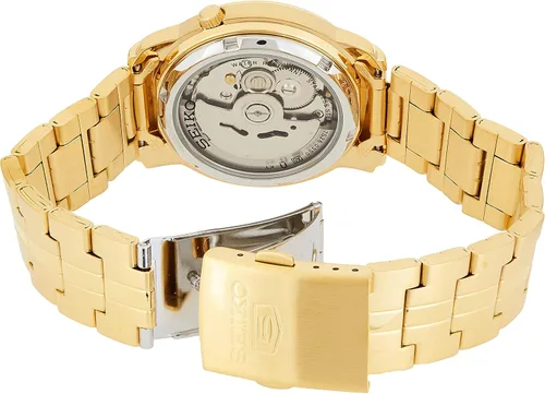 Vista 2 de SEIKO SNKK74 - Reloj analógico de acero inoxidable chapado en oro con esfera plateada para hombre, plateado, Bobinado automático