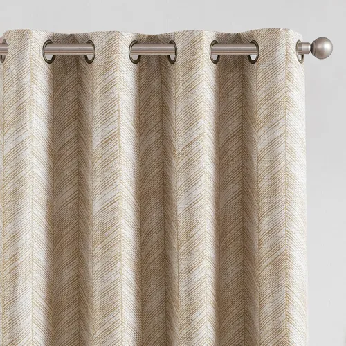 Vista 18 de Jinchan Cortinas de aspecto yute de 63 pulgadas de largo, cortinas texturizadas para sala de estar, cortinas filtradoras de luz de estilo rústico