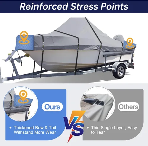 Vista 4 de 900D - Funda para botes con consola central, con correas de hebillas metálicas completas a prueba de viento, resistente para botes con consola