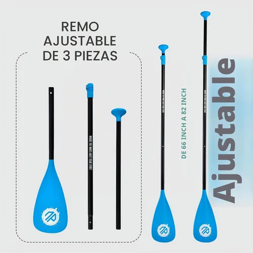 Vista 3 de niphean Remo de kayak de 4 piezas, paletas de tabla de remo ajustables, pala ligera de SUP, accesorios de tabla de remo desmontable con eje de 3