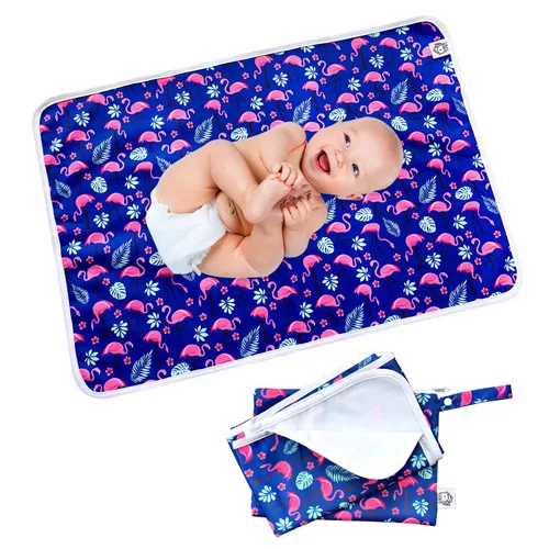 Vista 8 de Flockthree Cambiador impermeable para bebé con bolsa de almacenamiento (28.7 x 19.7 pulgadas), lavable, lavable, reutilizable, a prueba de fugas