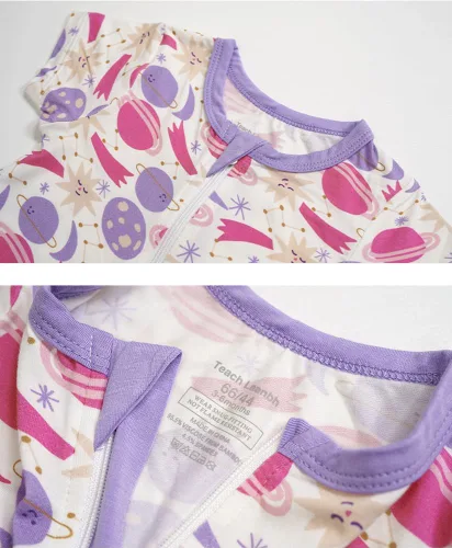 Vista 3 de Teach Leanbh Pijama de viscosa de bambú unisex para niños pequeños Azul Blanco/Cocodrilo