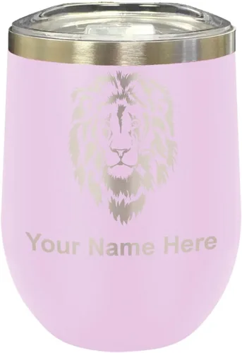 Vista 33 de LaserGram Vaso de vino de acero inoxidable de doble pared, cabeza de león, grabado personalizado incluido (negro)