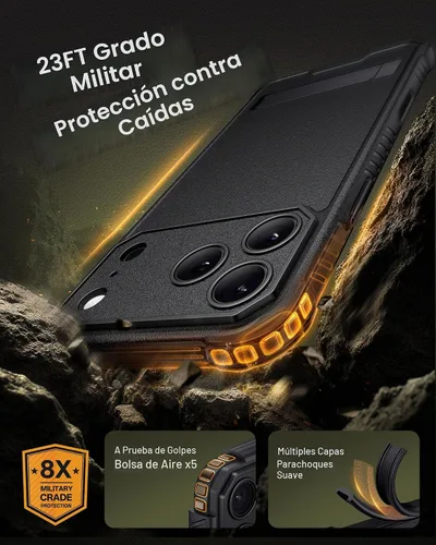 Vista 6 de Funda para iPhone 17 Pro, compatible con MagSafe, soporte integrado y botón de captura de control de cámara, protección de grado militar, funda