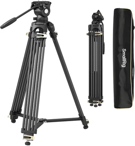 Vista 10 de SmallRig AD-01 Trípode de video, 73" Trípode de alta resistencia con cabezal de fluido de 360 grados y placa de liberación rápida para DSLR