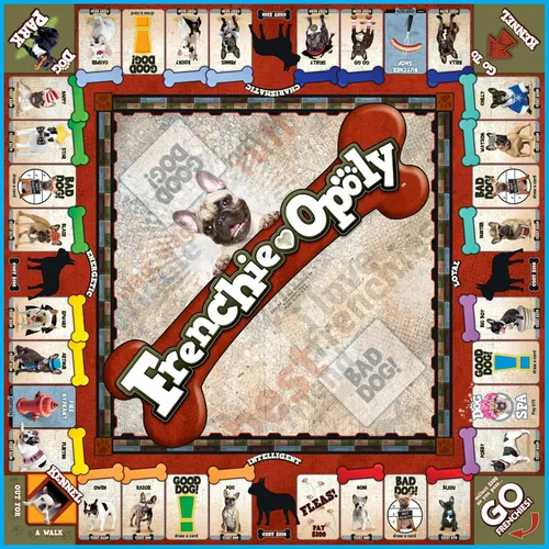 Vista 4 de Late for The Sky Frenchie-Opoly - Juego de mesa de bulldog francés para familias y adultos, 2-6 jugadores, a partir de 8 años, regalo para amantes