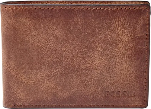 Vista 3 de Fossil Billetera de cuero delgada minimalista plegable con bolsillo frontal para hombres