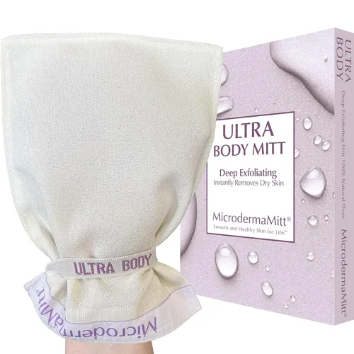 Vista 10 de MicrodermaMitt - Guante exfoliante corporal natural, elimina la piel muerta e impurezas, Mitón del cuerpo