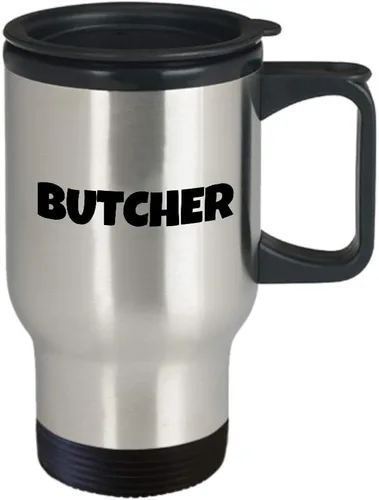 Vista 2 de Regalos para diseño de carnicero taza de viaje – Vaso de café aislado divertido lindo mordaza tienda de carne vendedor distribuidor tazas