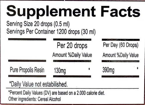 Vista 2 de Uniflora Extracto líquido de propóleos de abeja verde brasileña - Tipo fuerte 55% Concentración - 1.0 fl oz (6)