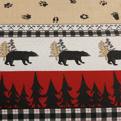 Vista 4 de Juego de edredón de tamaño Queen/Matrimonial, ropa de cama rústica de cabaña, colcha reversible para el hogar, colcha ligera para el hogar, colcha