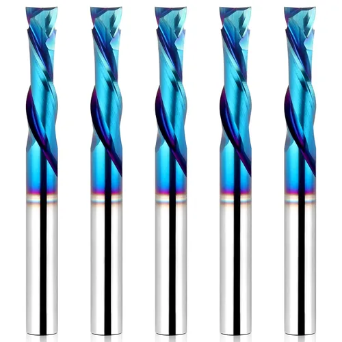 Vista 17 de EANOSIC Brocas de fresadora en espiral de compresión ascendente y descendente de 1/2 pulgada de diámetro de corte con revestimiento nano azul