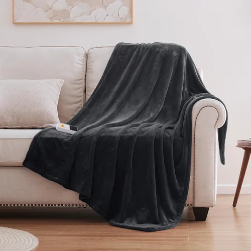 Vista 15 de Sealy - Manta eléctrica térmica tamaño 50"x60", manta eléctrica de franela doble suave con 6 niveles de calor y apagado automático de 2-10 horas