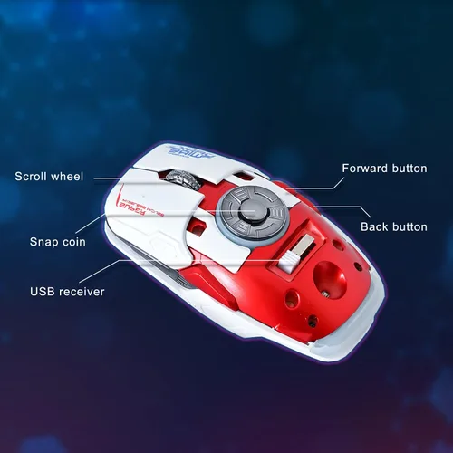 Vista 7 de Iluminación LED RGB, liberación de estrés EDC, Bluetooth 2.4G, mouse inalámbrico UFO para juegos, 5 botones, 4 DPI óptico, recargable, con receptor