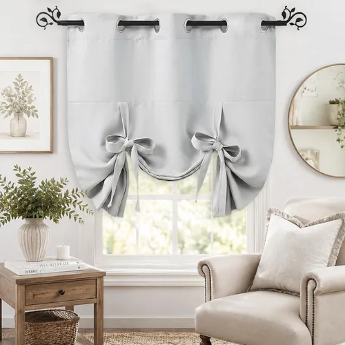 Vista 24 de Pony Dance Cenefa Enrollable Beige - Cenefa de Ventana para Cocina Cortina Enrollable con Ojales para Decoración del Hogar Cenefa Ajustable, 42''An