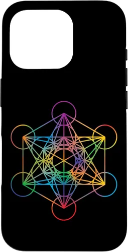Vista 20 de iPhone 16 Geometría Sagrada Metatrón Cubo Chakra con Funda Geométrica