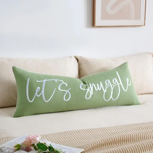 Vista 18 de Sunkifover Let's Snuggle - Funda de almohada decorativa, 18 x 18 pulgadas, algodón bordado en blanco y negro, funda de almohada para cama