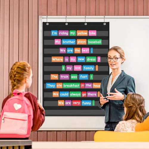 Vista 7 de EAMAY - Tablas de bolsillo estándar, tabla de bolsillo transparente de 10 bolsillos para lecciones del profesor en el aula o uso en el hogar