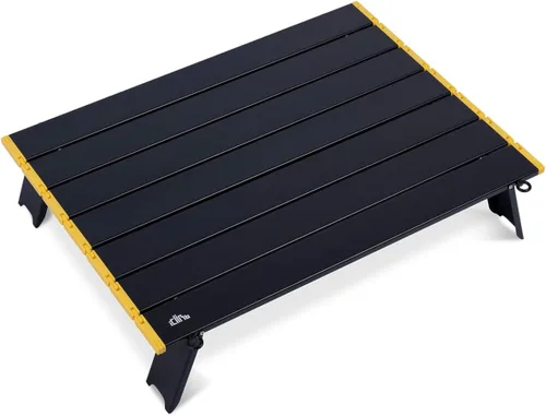 Vista 16 de iClimb - Mesa plegable ultraligera y compacta de mini playa y picnic de aluminio con bolsa de transporte, dos tamaños (negro - S)