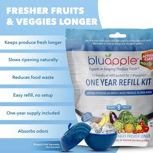 Vista 3 de Kit de reposisión para Bluapple, con carbón activado, 1 año de reposición, Blanco, azul
