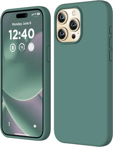 Vista 21 de Funda compatible con iPhone 15 Pro, funda de silicona líquida, funda protectora de cuerpo completo a prueba de golpes, funda delgada para teléfono
