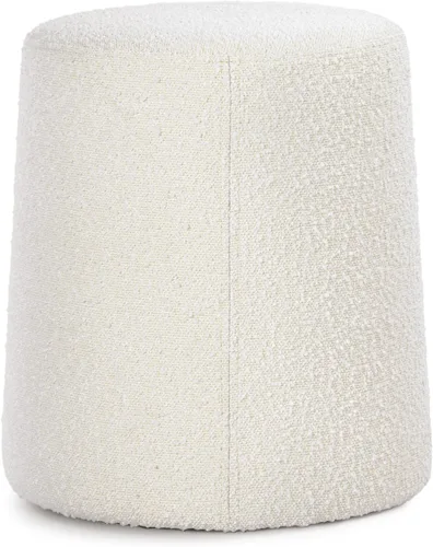 Vista 14 de HomePop Otomana redonda tapizada de piel sintética (sin tapa, solo asiento) HomePop Decoración para el hogar Pouf redondo para reposapiés – Piel