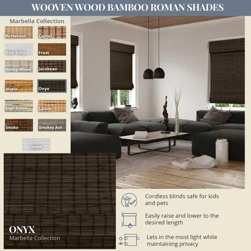 Vista 7 de CHICOLOGY Persianas de bambú, persianas de bambú, persianas de bambú personalizadas, persianas de bambú inalámbricas, persianas romanas para patio