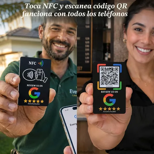 Vista 3 de Google Review Tap Card, NFC y código QR para empresas - Boost Opiniones de clientes 1 Card, No App, No Monthly Fees, Easy Setup in Minutes, Durable