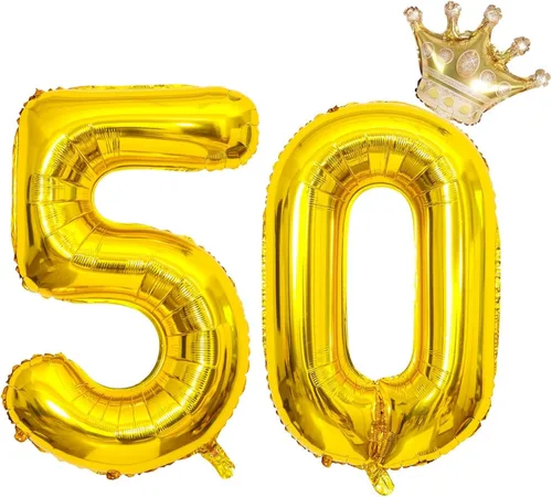 Vista 11 de Globos rosa claro del número 50 de 40 pulgadas con corona, globo de cumpleaños 50 para mujeres, decoraciones de cumpleaños 50, globos de decoración