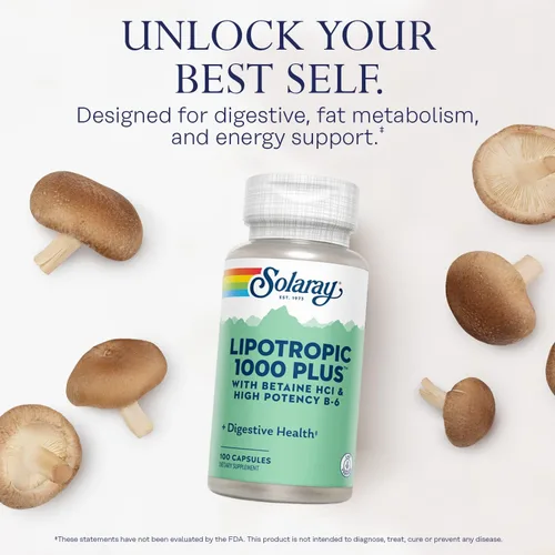 Vista 5 de SOLARAY Lipotropic 1000 Plus Cápsulas Vitaminas 100 Recuento