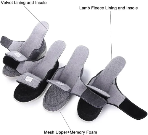 Vista 4 de Elitechoice Zapatos para diabéticos para hombres, zapatos para diabéticos de ancho ancho, cierre ajustable, ligeros, transpirables, pies hinchados