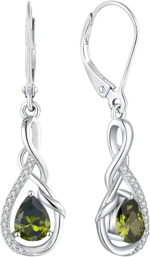 Vista 15 de Starchenie Infinity Dangle Drop Earrings for Women 925 Sterling Silver Leverback Earrings Birthstone Jewelry 01-ene-naranja rojo