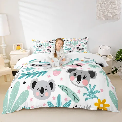 Vista 20 de Feelyou Funda de edredón de elefante de dibujos animados para niños, tamaño individual, juego de ropa de cama de cocodrilo para niños y niñas, funda