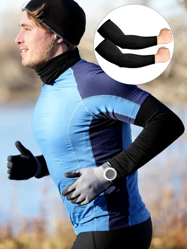 Vista 2 de Newcotte 4 pares de mangas térmicas de invierno para brazos, calentadores de manga de brazo, ciclismo, compresión térmica, para hombres y mujeres