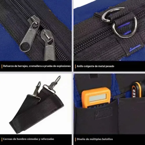 Vista 3 de FASTECH Bolsa de herramientas resistente de 20 pulgadas con boca ancha para almacenamiento de herramientas, transportador y organizador, bolsa