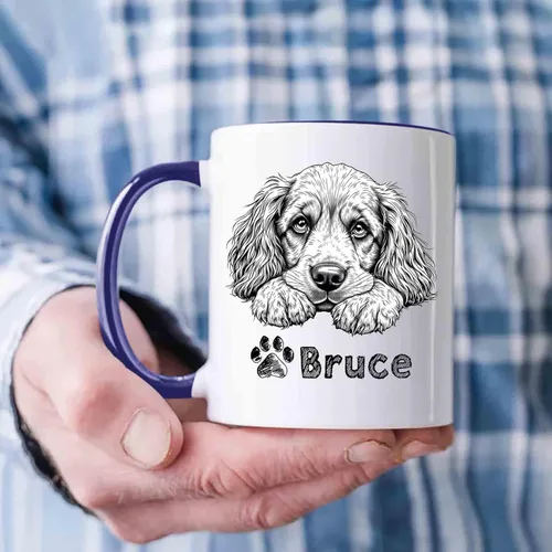Vista 5 de Taza de café de perro Cocker Spaniel americano con nombre personalizado, tazas personalizadas de perro Cocker Spaniel americano, regalos de Cocker