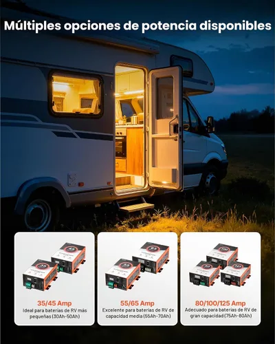 Vista 6 de VEVOR Convertidor de energía para RV, 35 Amp, Convertidor de 110V AC a 12V DC para RV, cargador de batería, carga inteligente de 4 etapas, rango