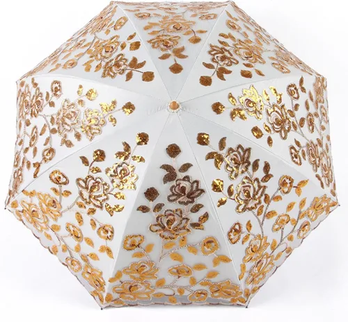 Vista 26 de Honeystore Sombrilla bordada con flor 3D plegable UV con encaje clásico