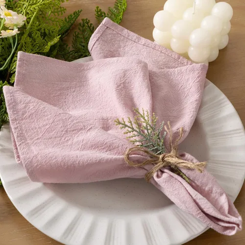Vista 11 de Servilletas de tela de otoño, lavables, reutilizables, de lino, boda, fiesta, hogar, decoración de mesa Beige Set of 4 Bulk Cotton Napkins 17"x17