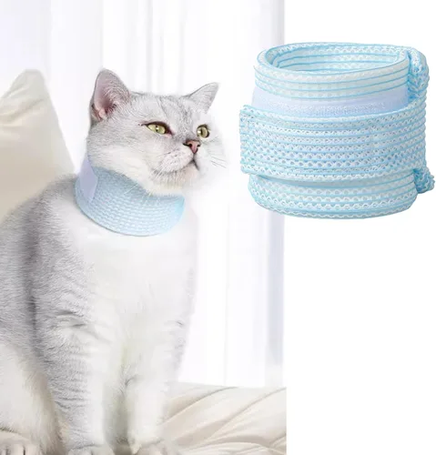 Vista 9 de Funda para cuello de gato, transpirable y ajustable, collar isabelino para recuperación poscirugía, protección antiarañazos y anti-lamido, cono B