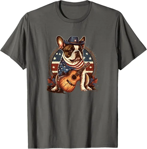 Vista 30 de Camiseta divertida de Bulldog francés con música country y roeo, Negro